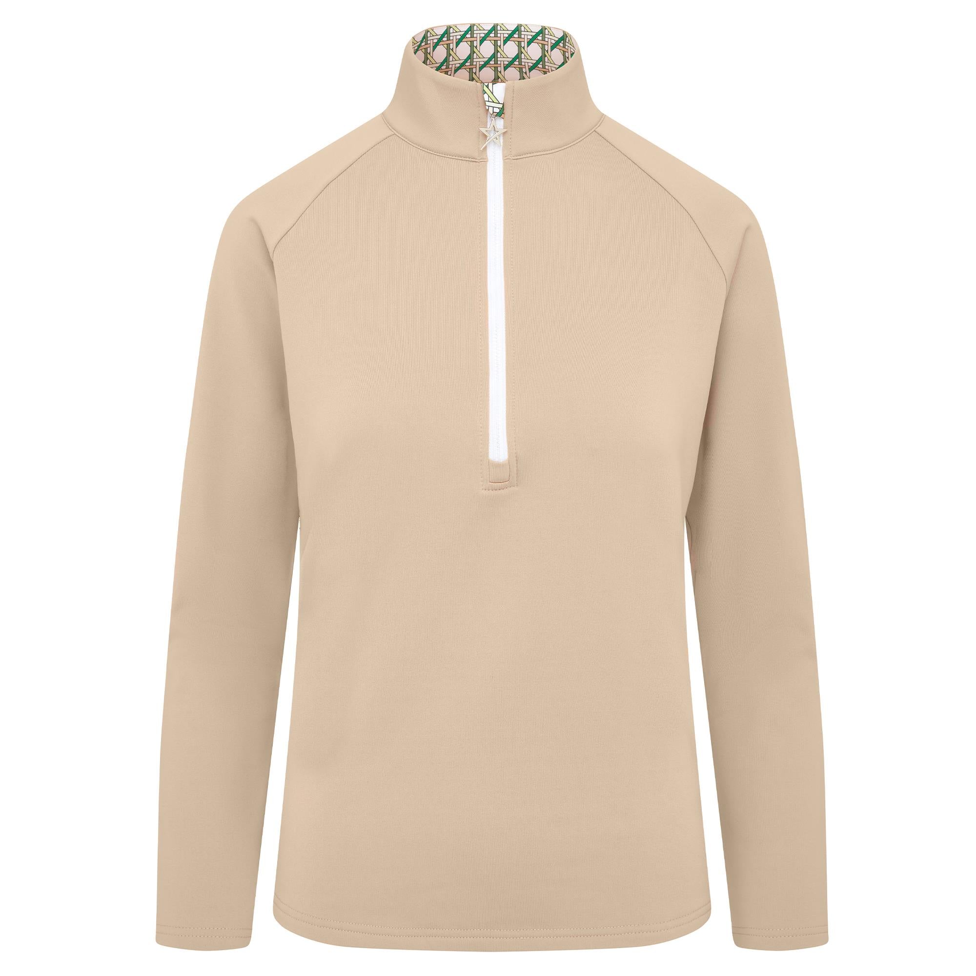 Swing Out Sister Heather Quarter Zip Pattern Fleece Ladies Golf Mid Layer Noughty Green
