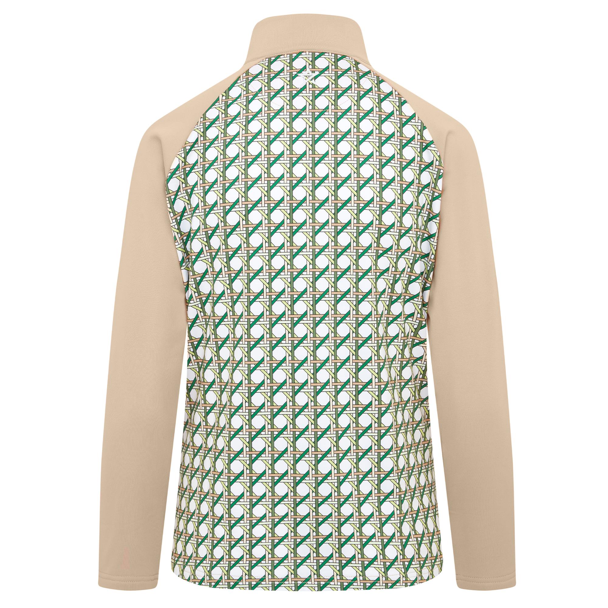 Swing Out Sister Heather Quarter Zip Pattern Fleece Ladies Golf Mid Layer Noughty Green