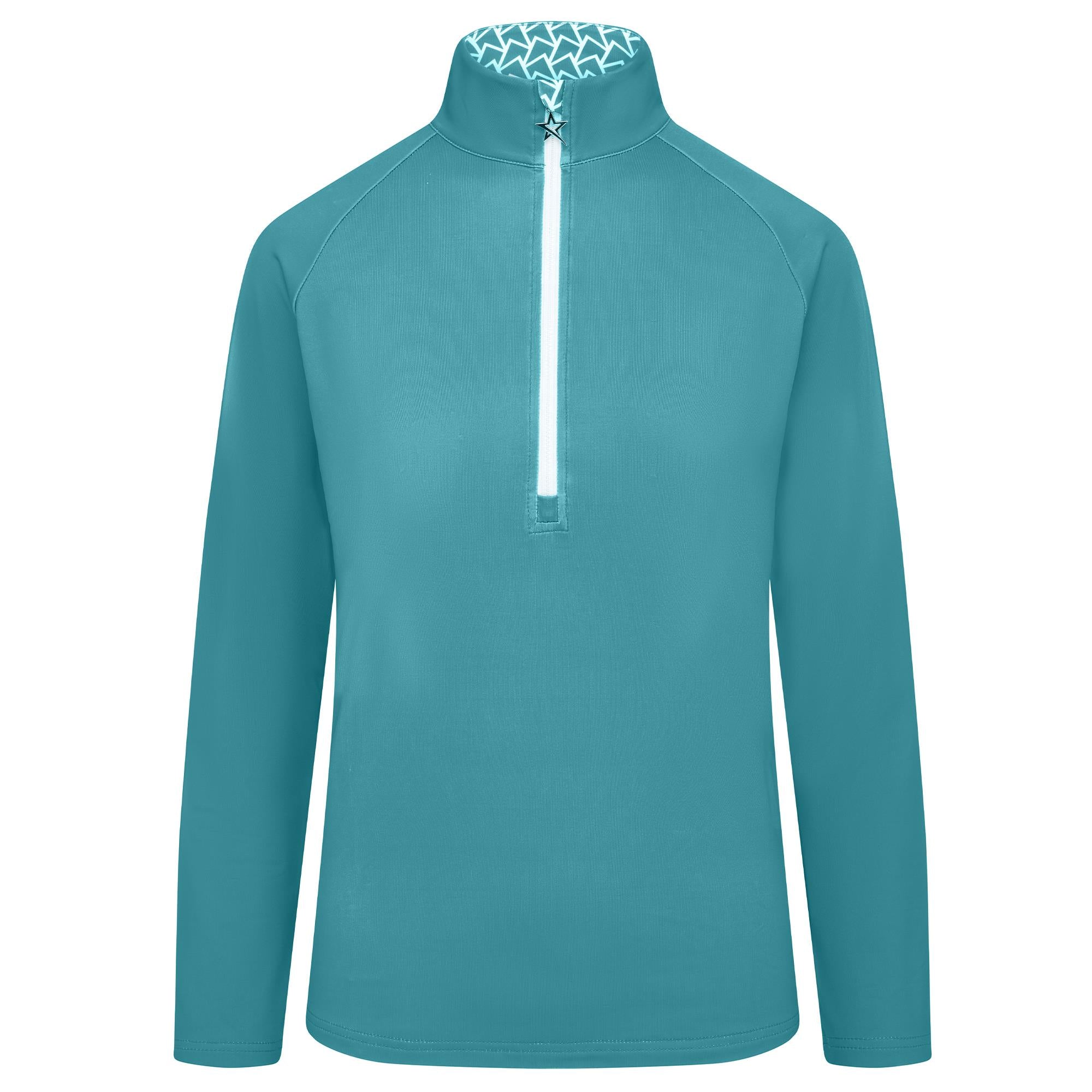 Swing Out Sister Heidi Quarter Zip Pattern Fleece Ladies Golf Mid Layer Megabyte Teal