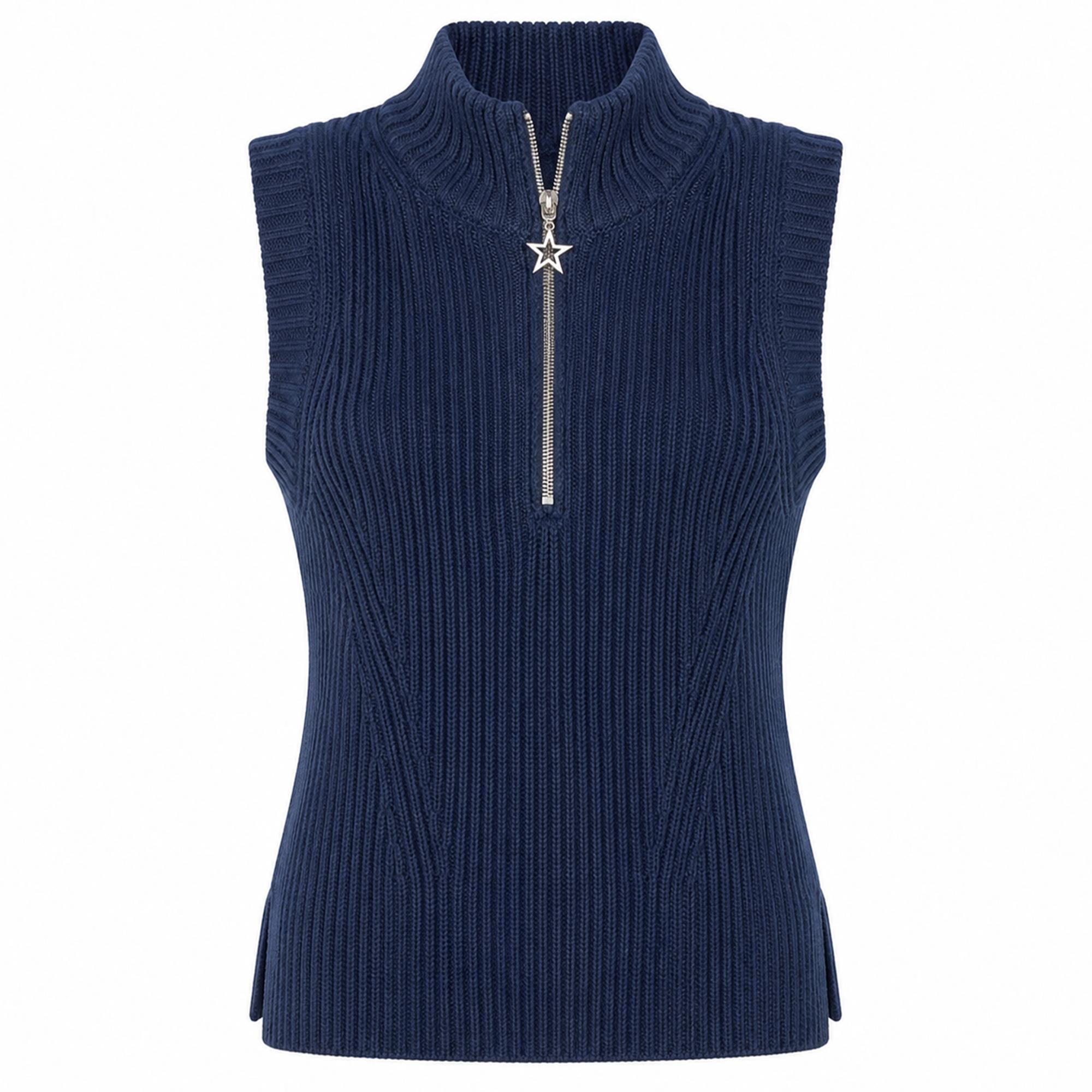 Swing Out Sister Carmen Rib Knit Ladies Golf Pullover Navy Blazer