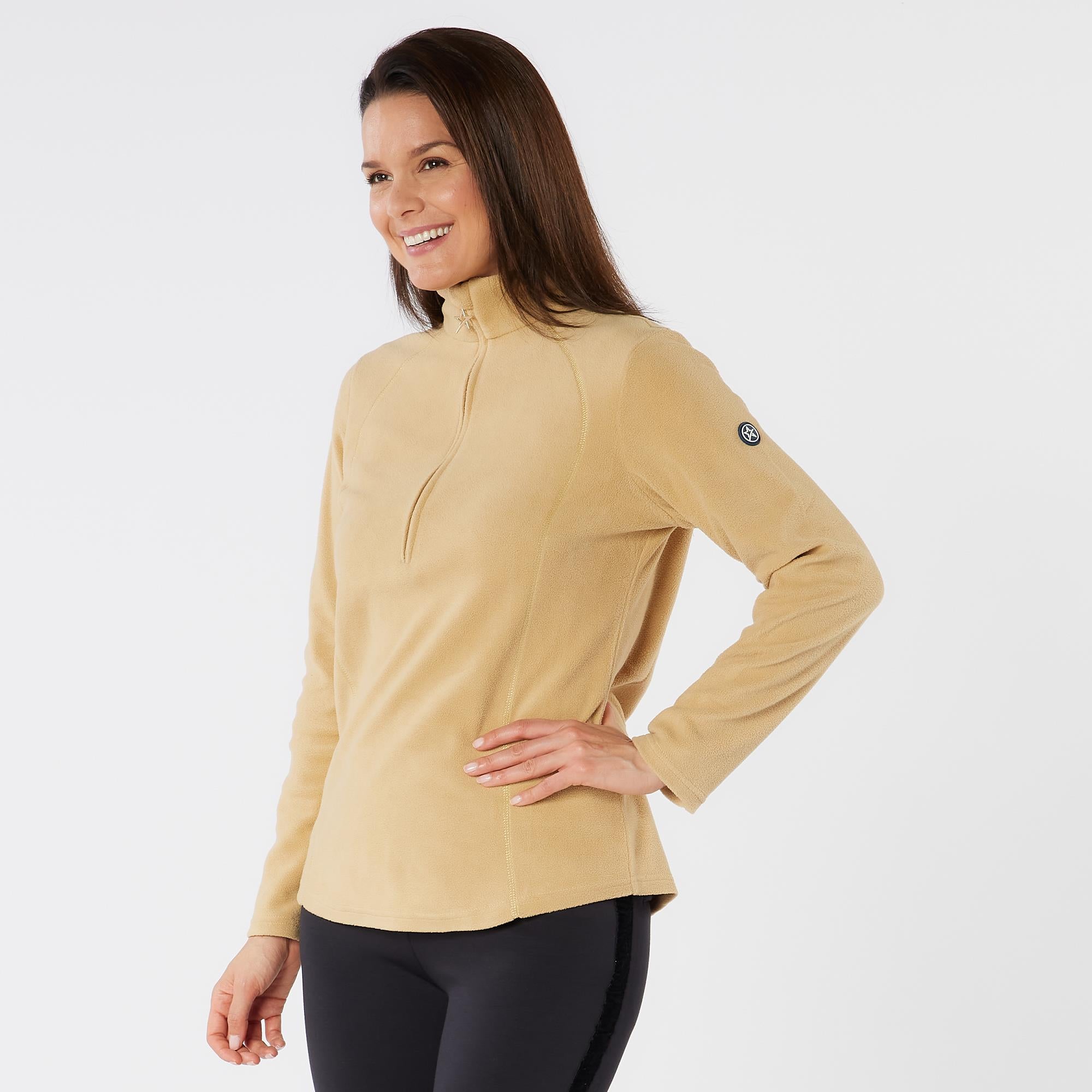 Swing Out Sister Frankie Quarter Zip Ladies Golf Fleece Caramel Latte