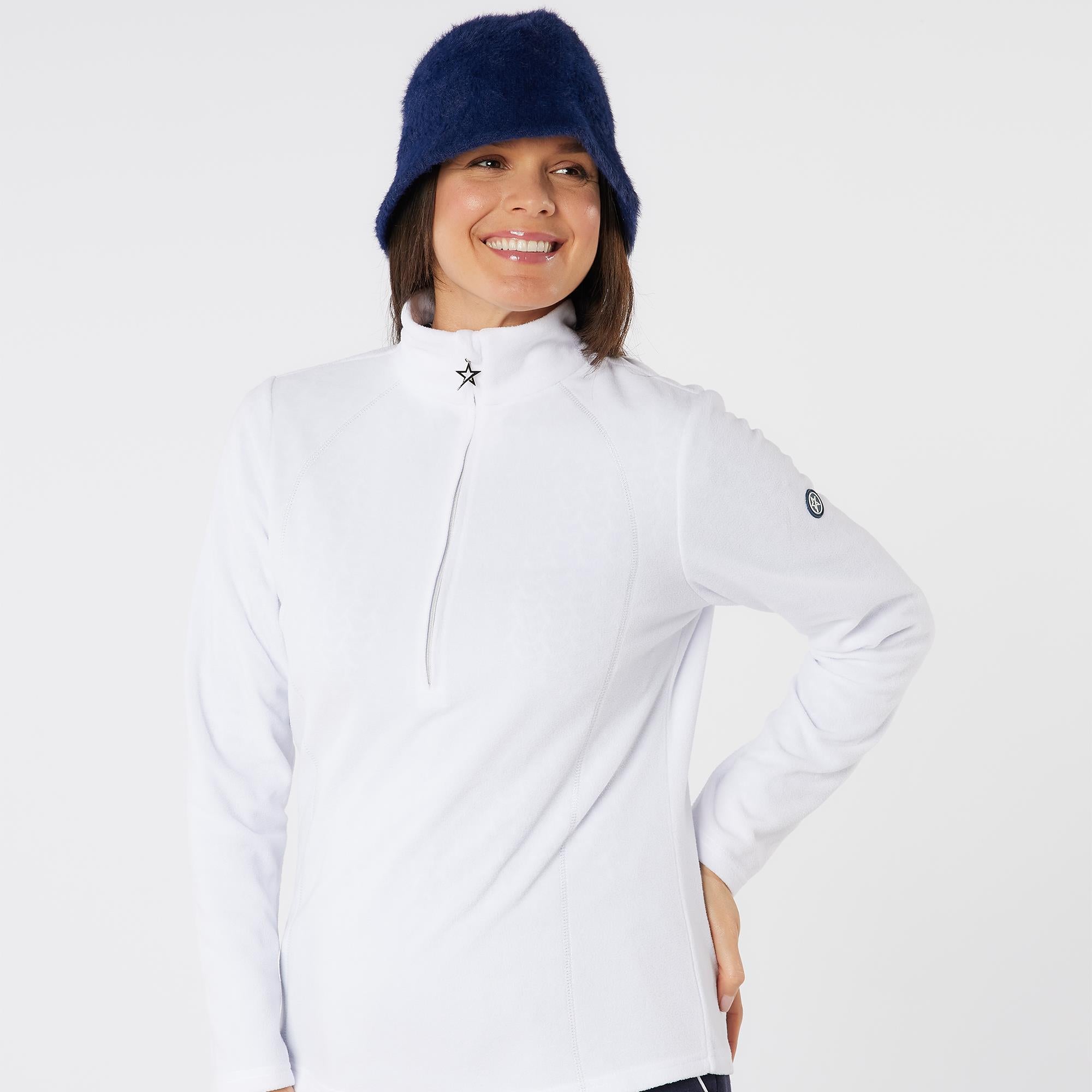 Swing Out Sister Frankie Quarter Zip Ladies Golf Fleece Open White
