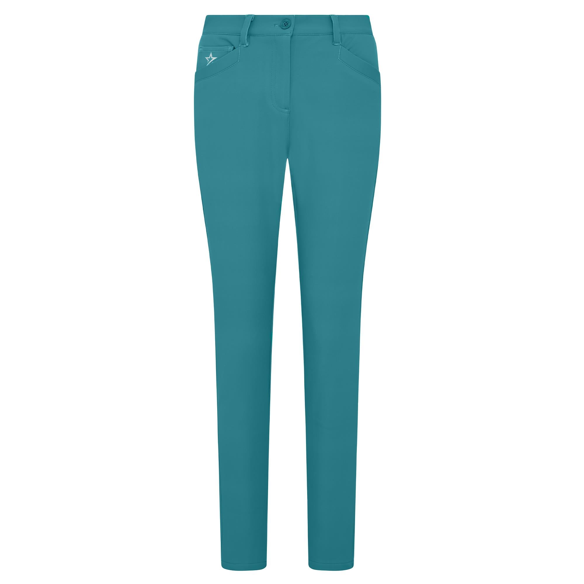 Swing Out Sister Elsa Button & Fly Ladies Winter Golf Trousers Crystal Teal 29 Inch leg