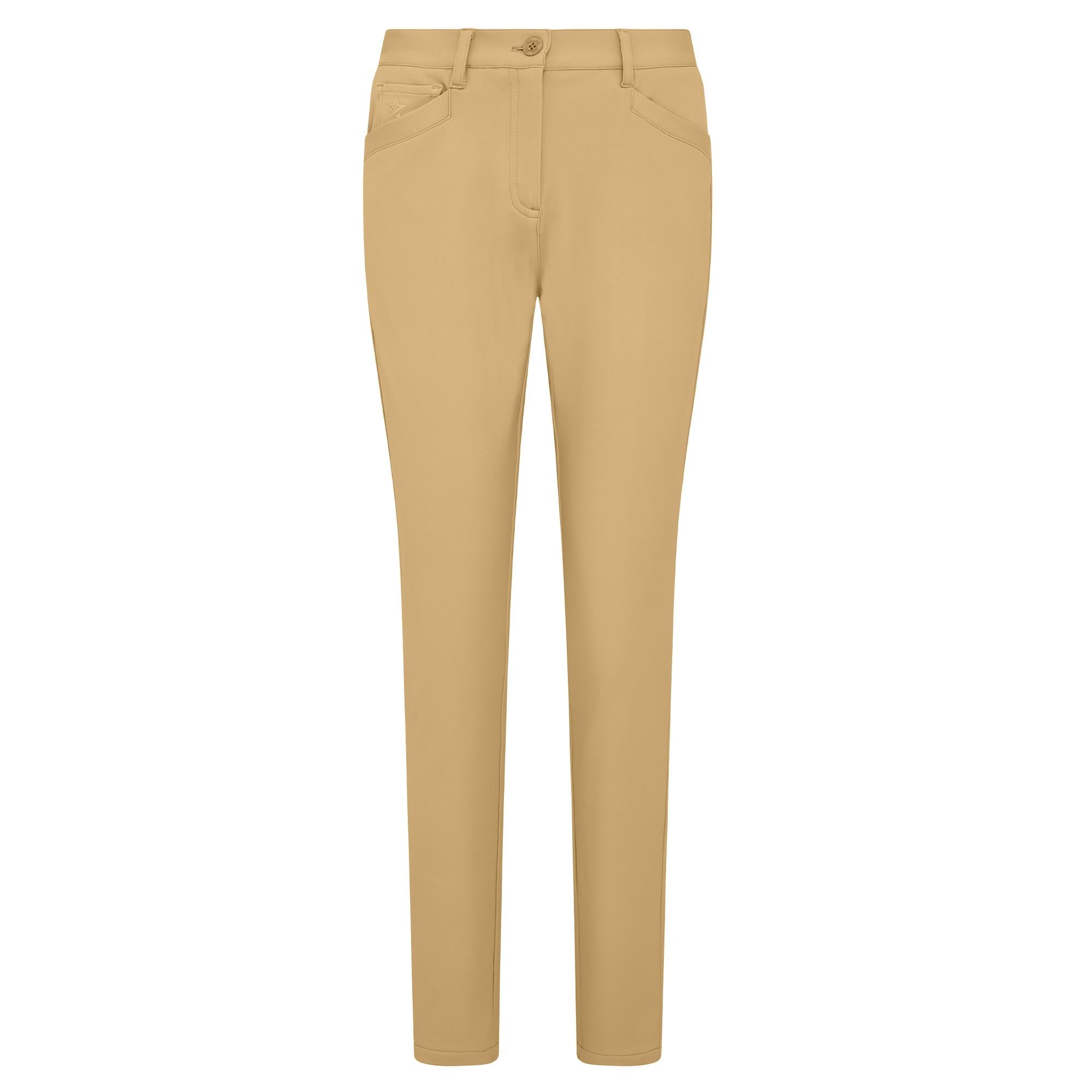 Swing Out Sister Elsa Button & Fly Ladies Winter Golf Trousers Caramel Latte 29 Inch leg