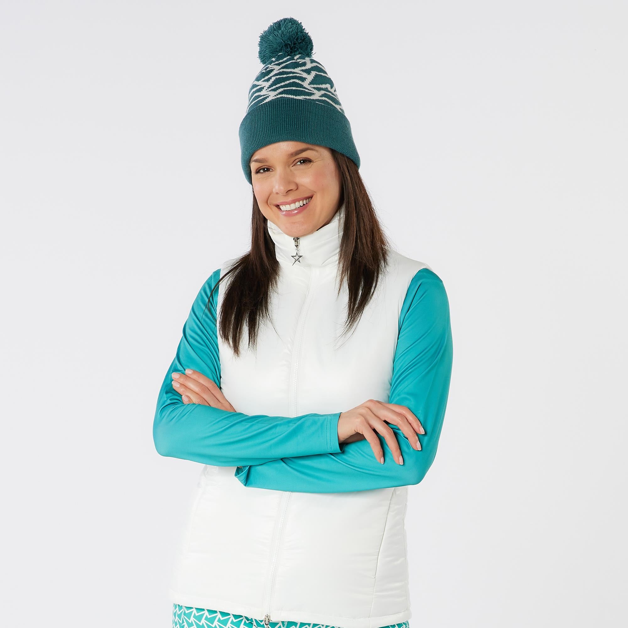 Swing Out Sister Hermione Pattern Bobble Beanie Megabyte Teal