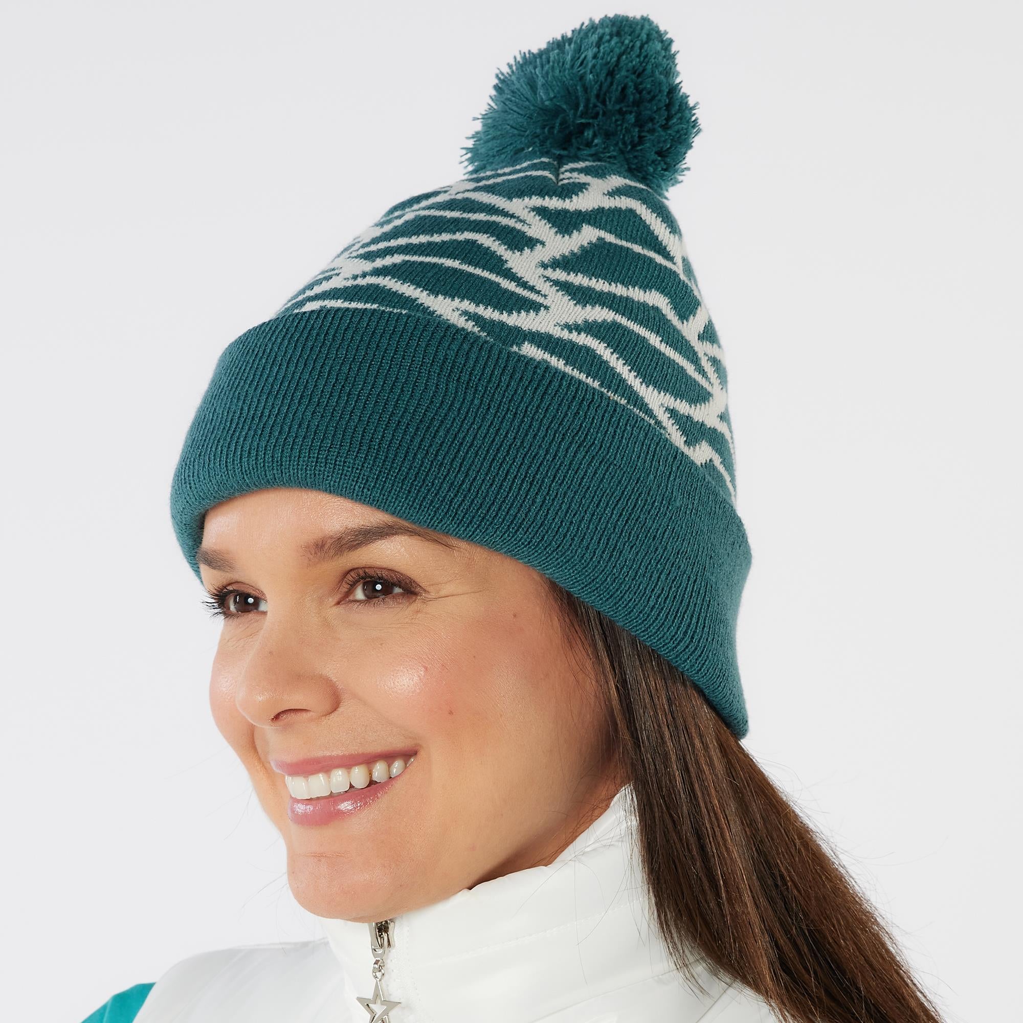 Swing Out Sister Hermione Pattern Bobble Beanie Megabyte Teal