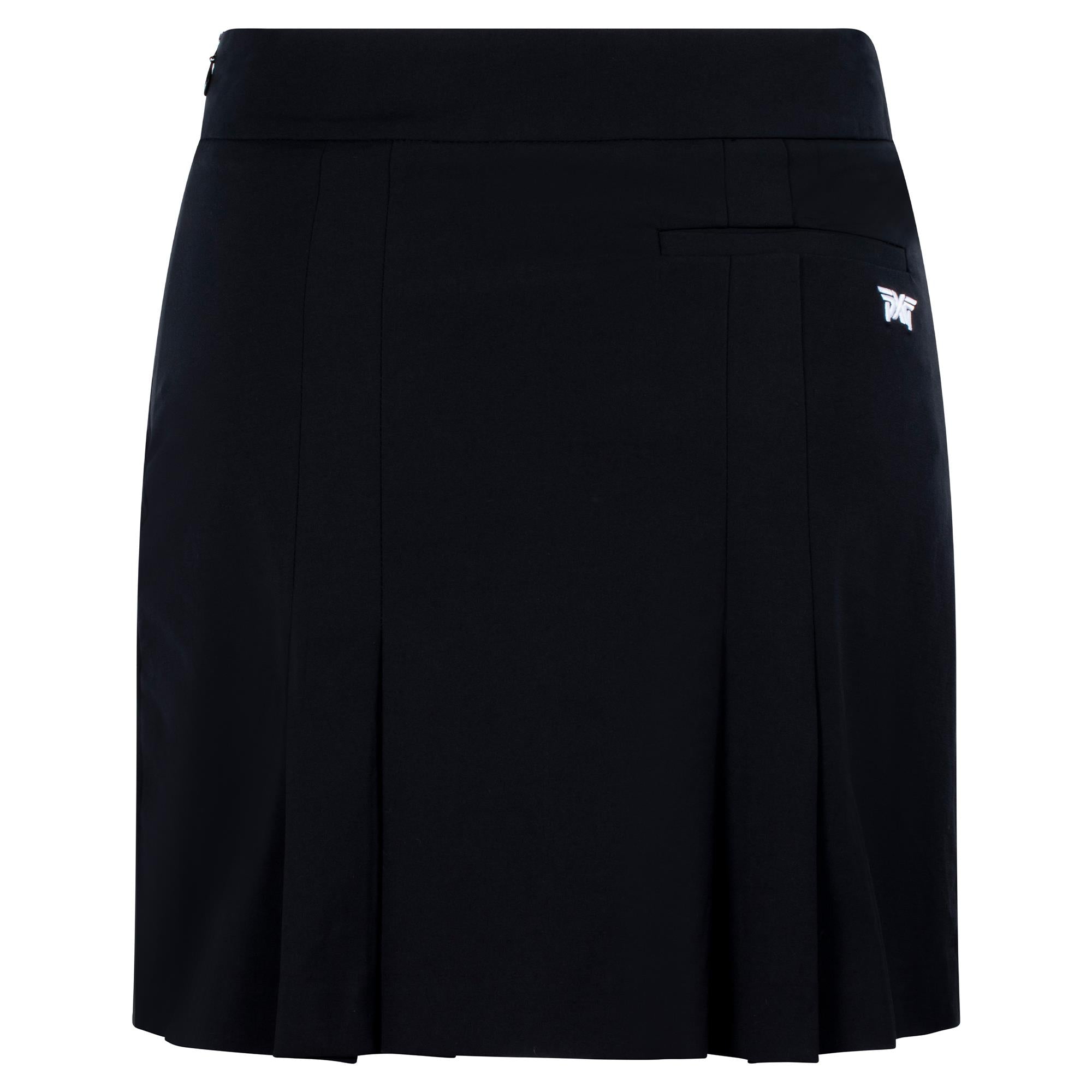 PXG Blue Stripe Pleated Ladies Golf Skirt in Black – Back View