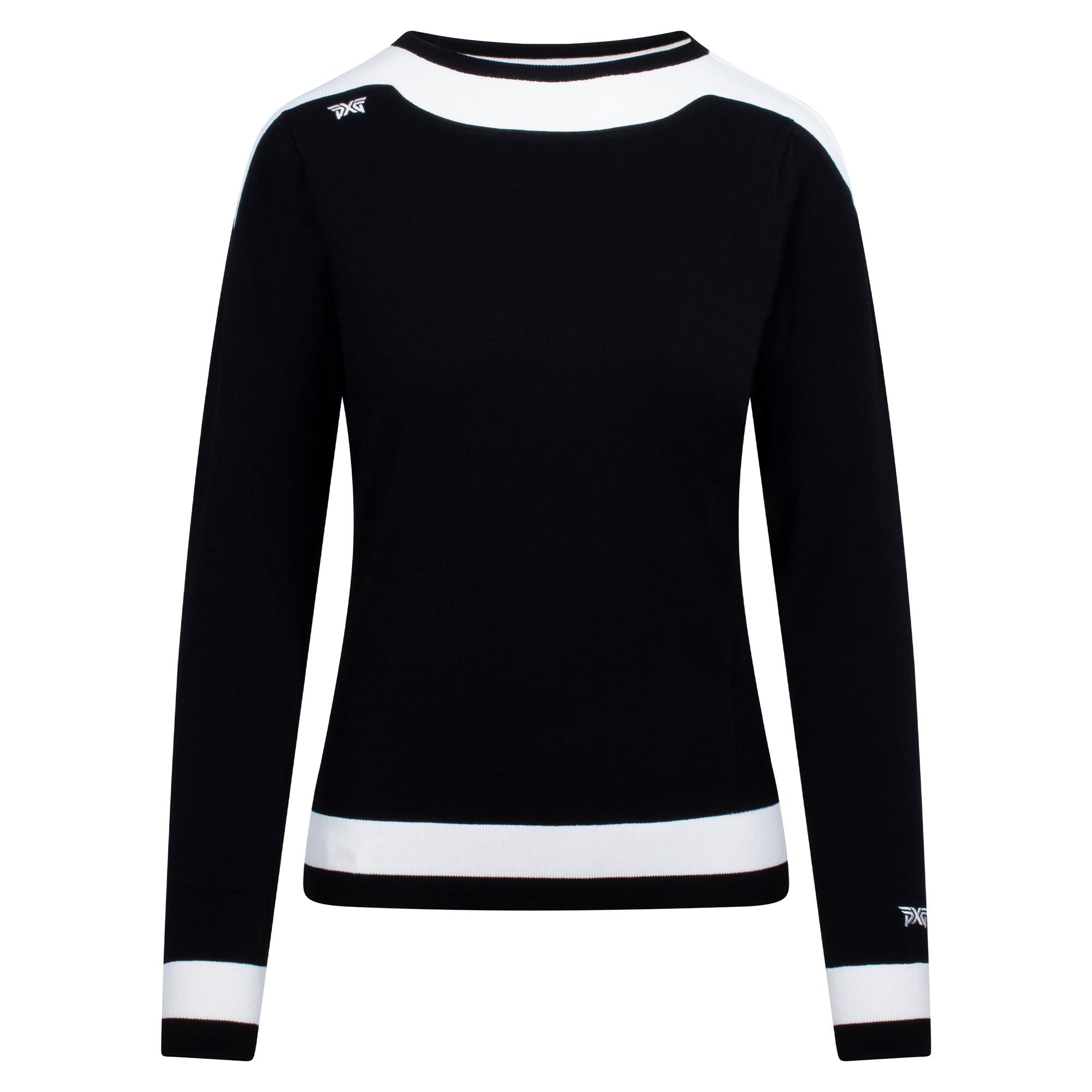 PXG Boat Neck Ladies Golf Sweater in Black – Front Product View

