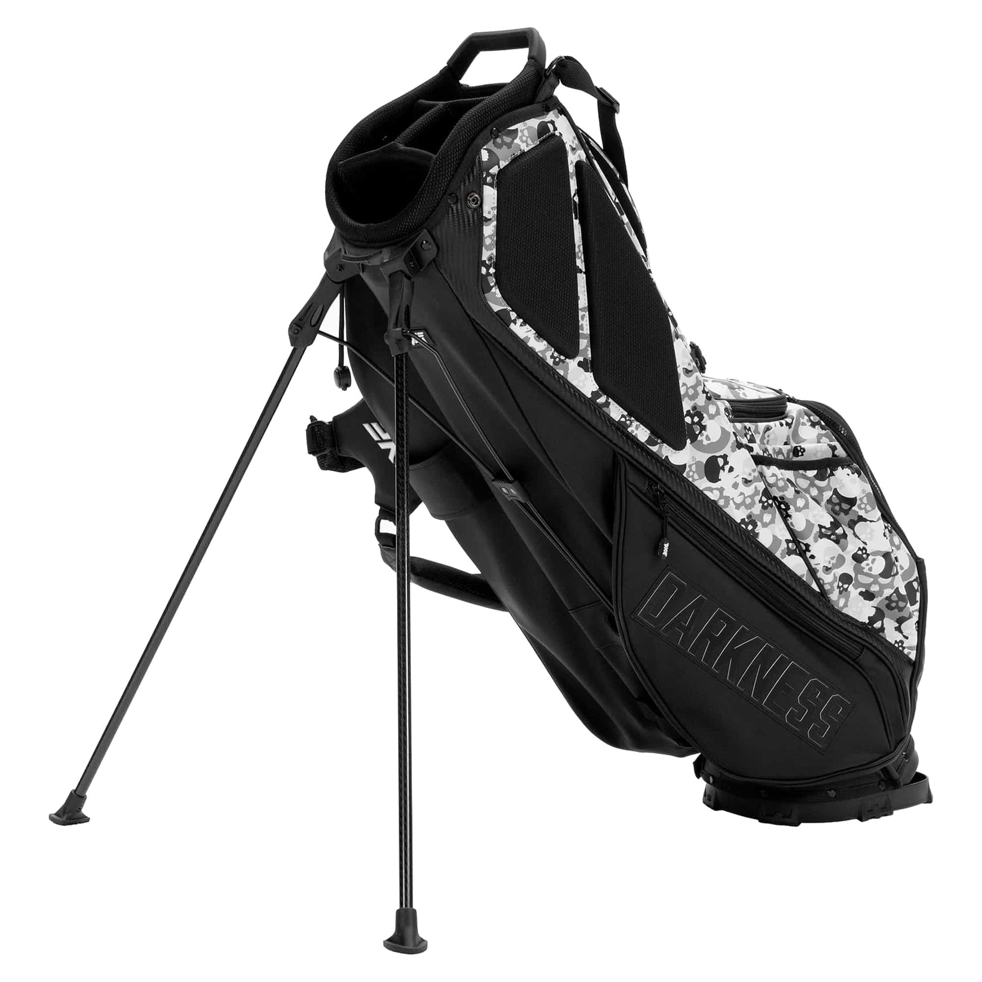 Front view of PXG Darkness Skull Camo Carry Stand Bag with skull camo design