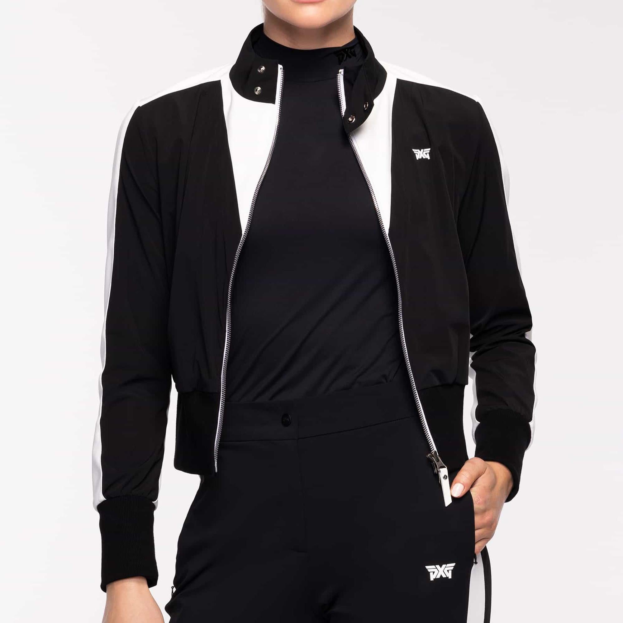PXG High-Waisted Ladies Golf Jacket – Unzipped on Model