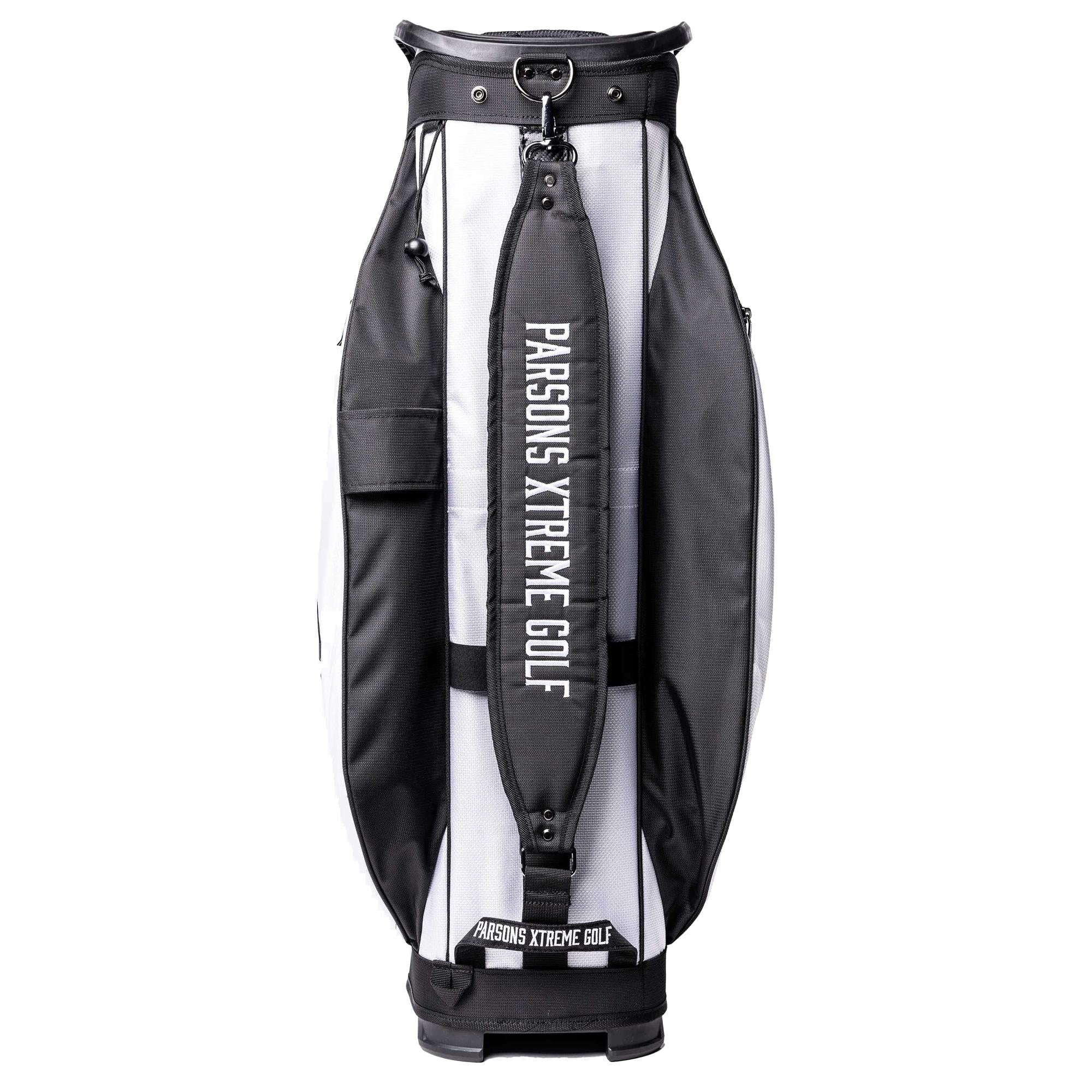 PXG White and Black Cart Bag – Back View with PXG Logo