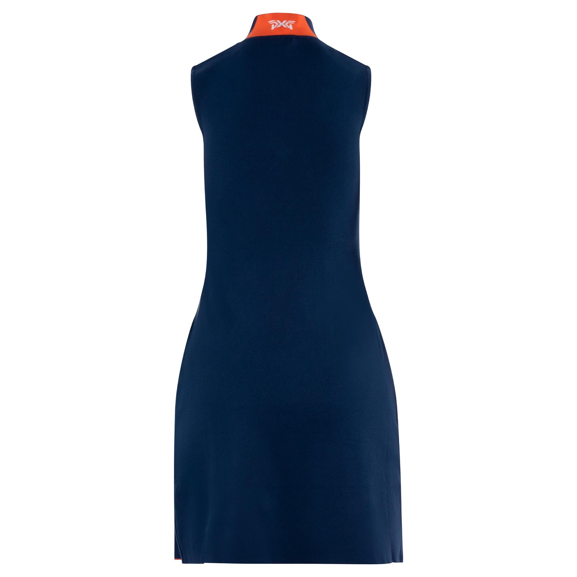 Back view of PXG Pleated Ladies Golf Dress in navy