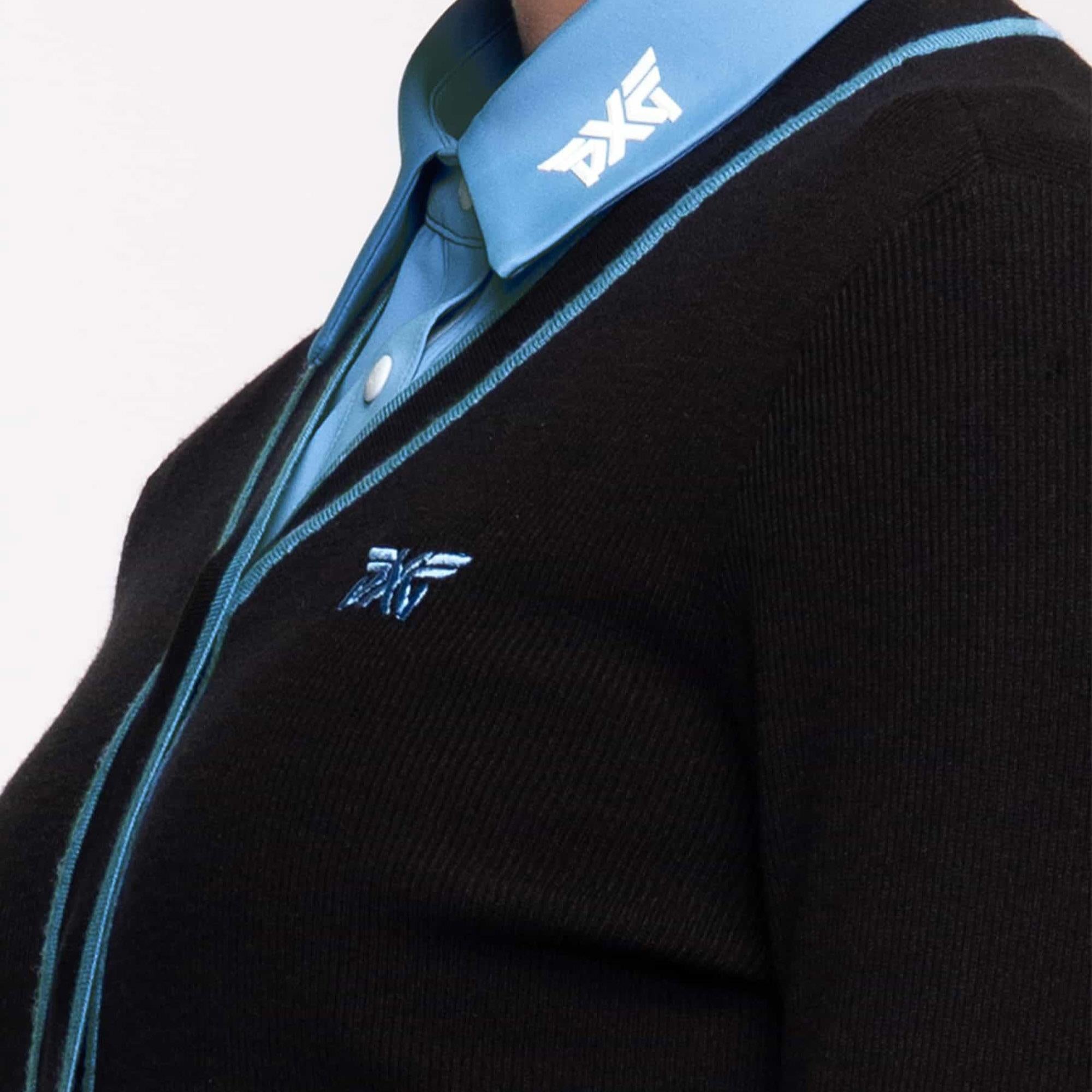 PXG Varsity Golf Cardigan – Close-Up Detail of Logo and Texture