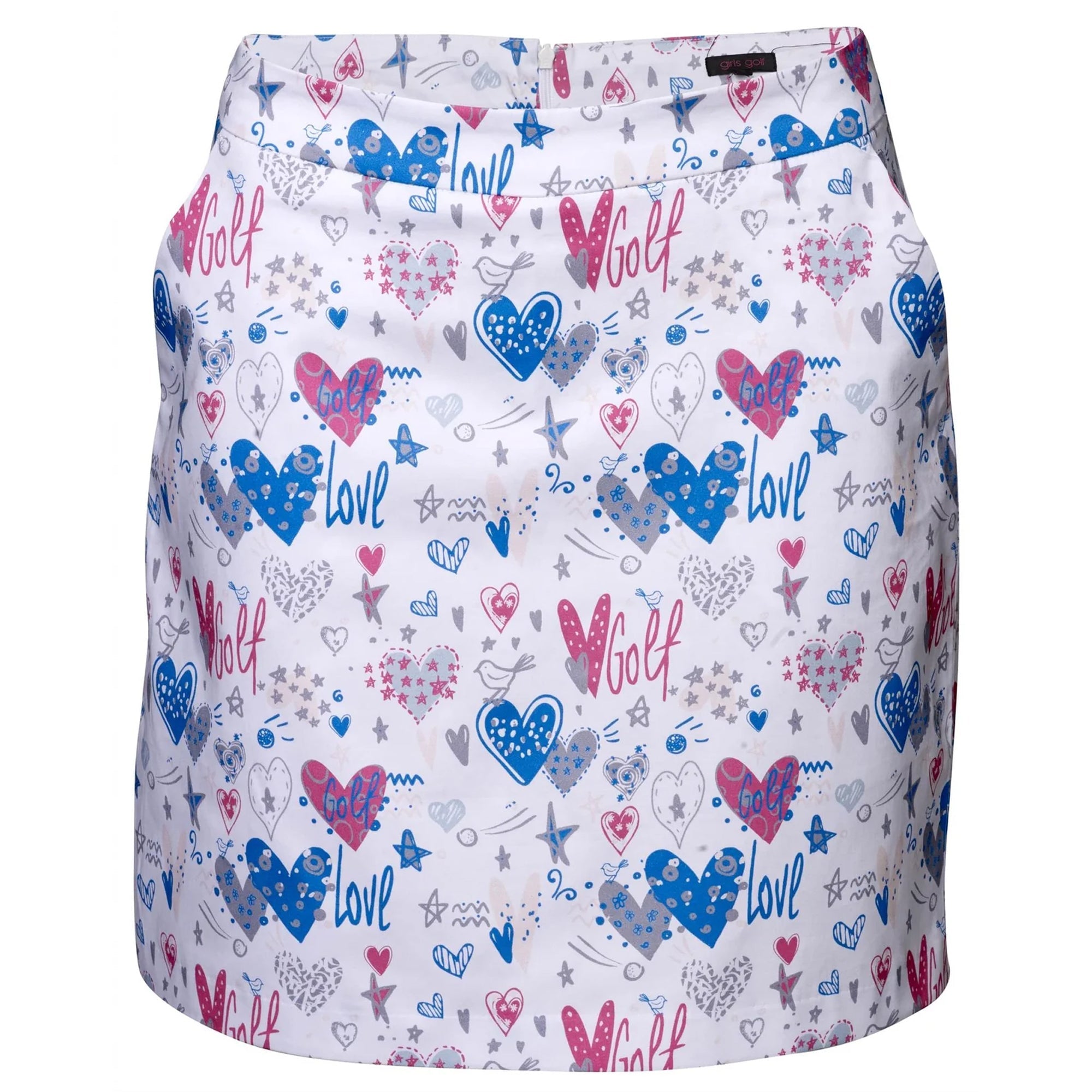Girls Golf Hearts In Pastell White Skort