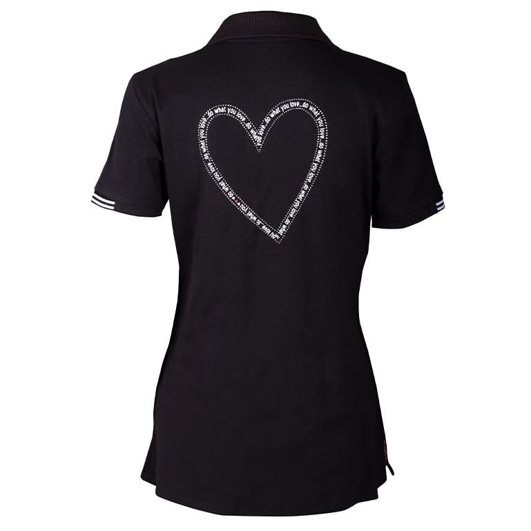 Girls Golf Heart Shape Polo Shirt Black