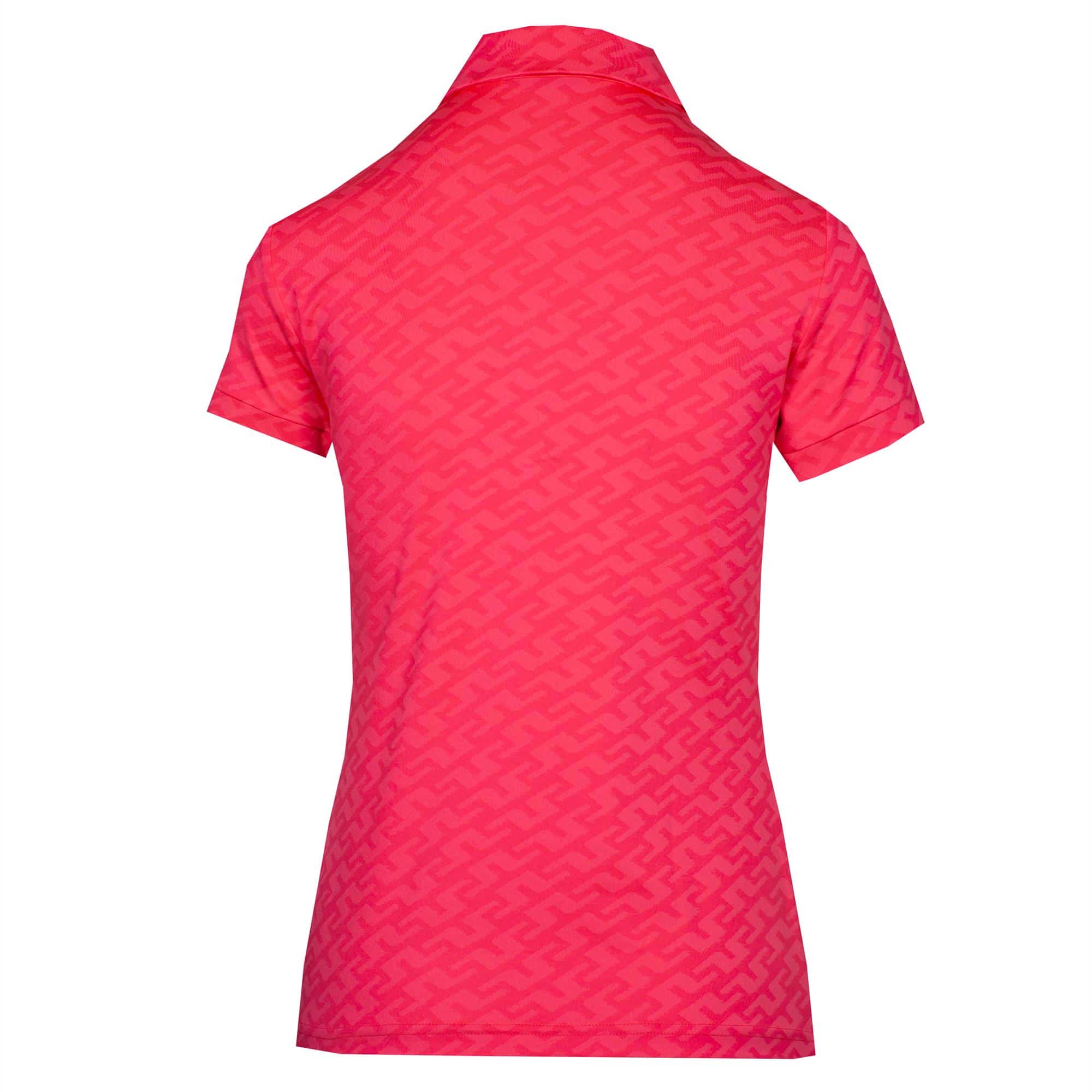 J Lindeberg Alaya Jacquard Ladies Golf Polo Shirt Pink Bridge Monogram