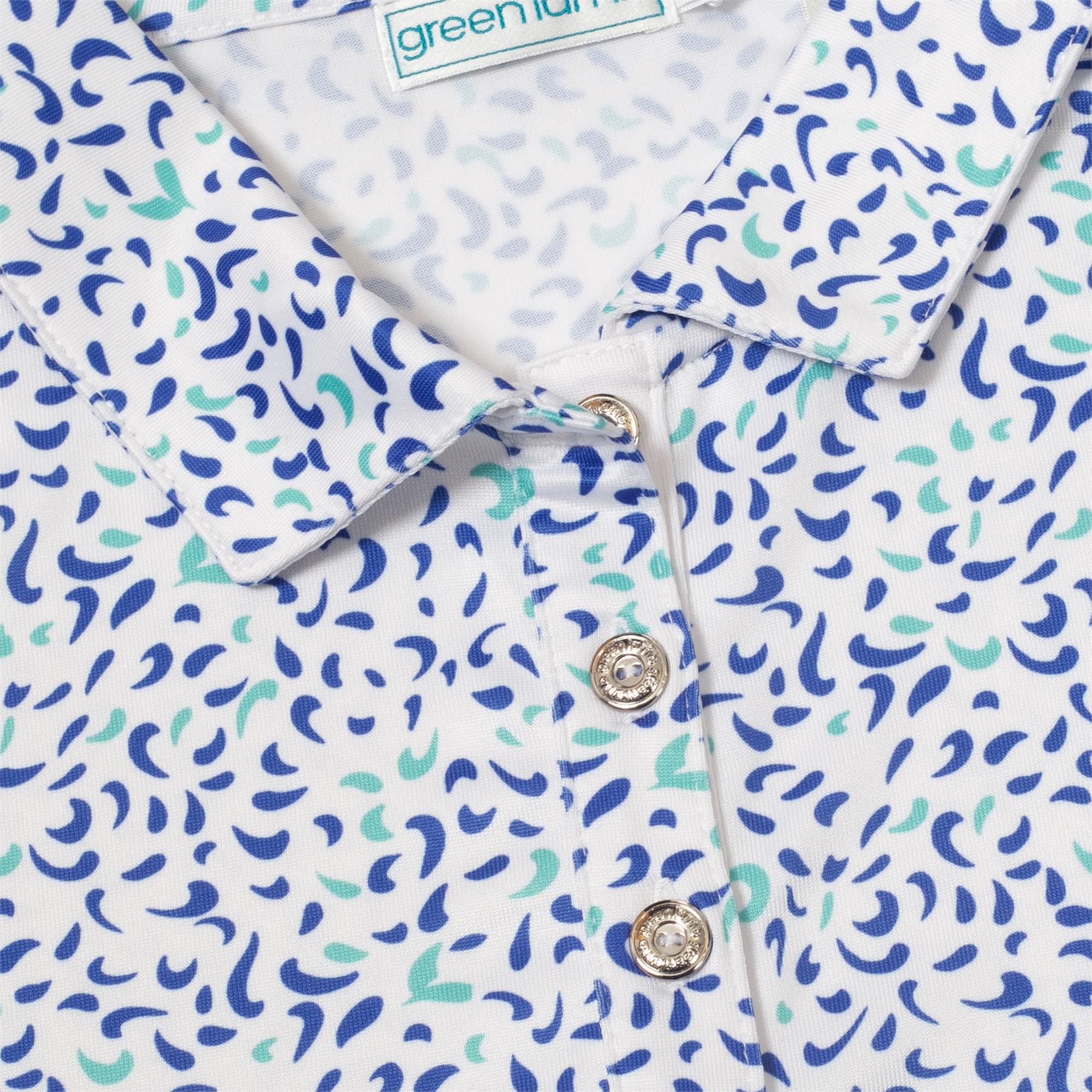 Green Lamb Melanie Printed Ladies Golf Polo Shirt Terrazzo Print