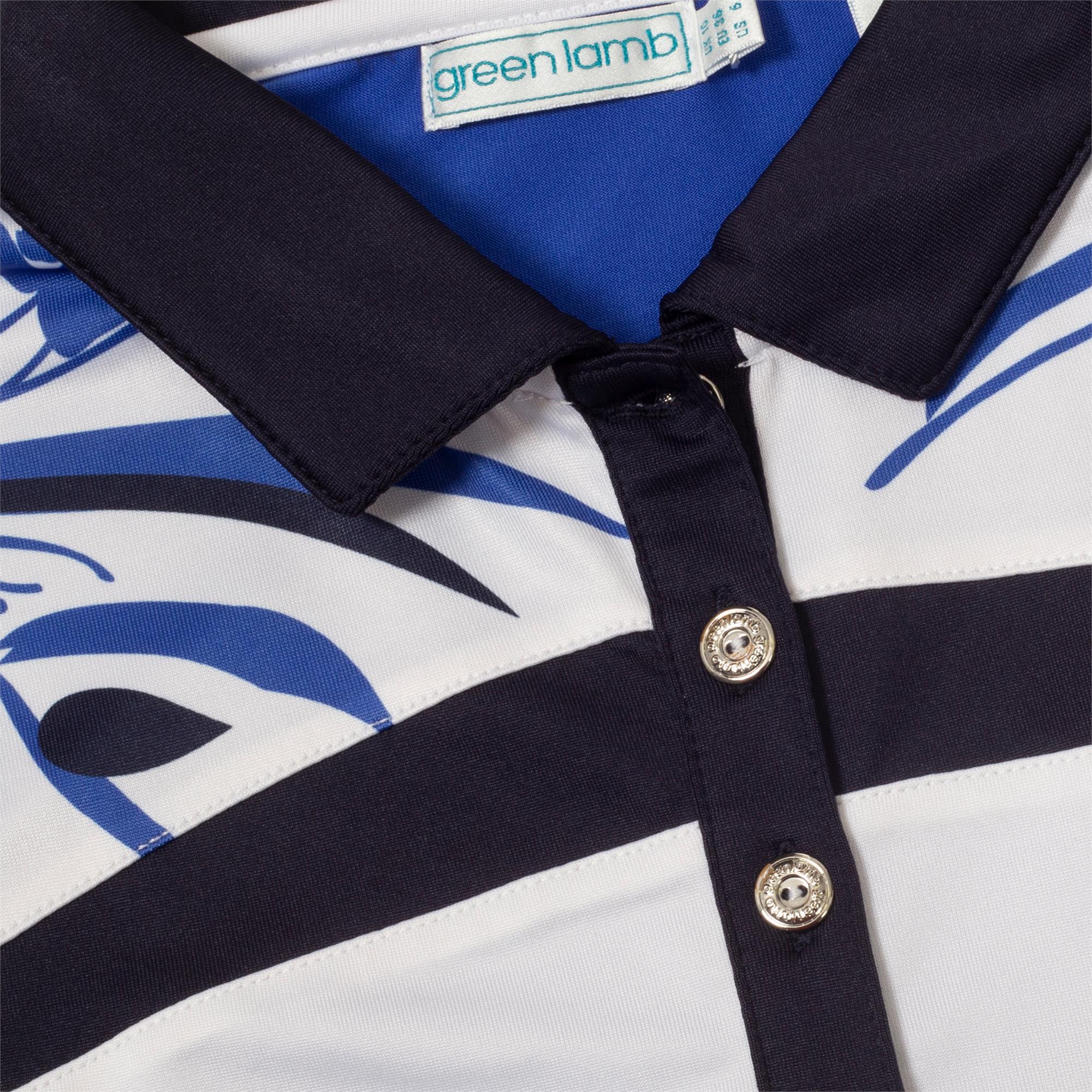 Green Lamb Mariah Placement Print Ladies Sleeveless Golf Polo Shirt Cornflower