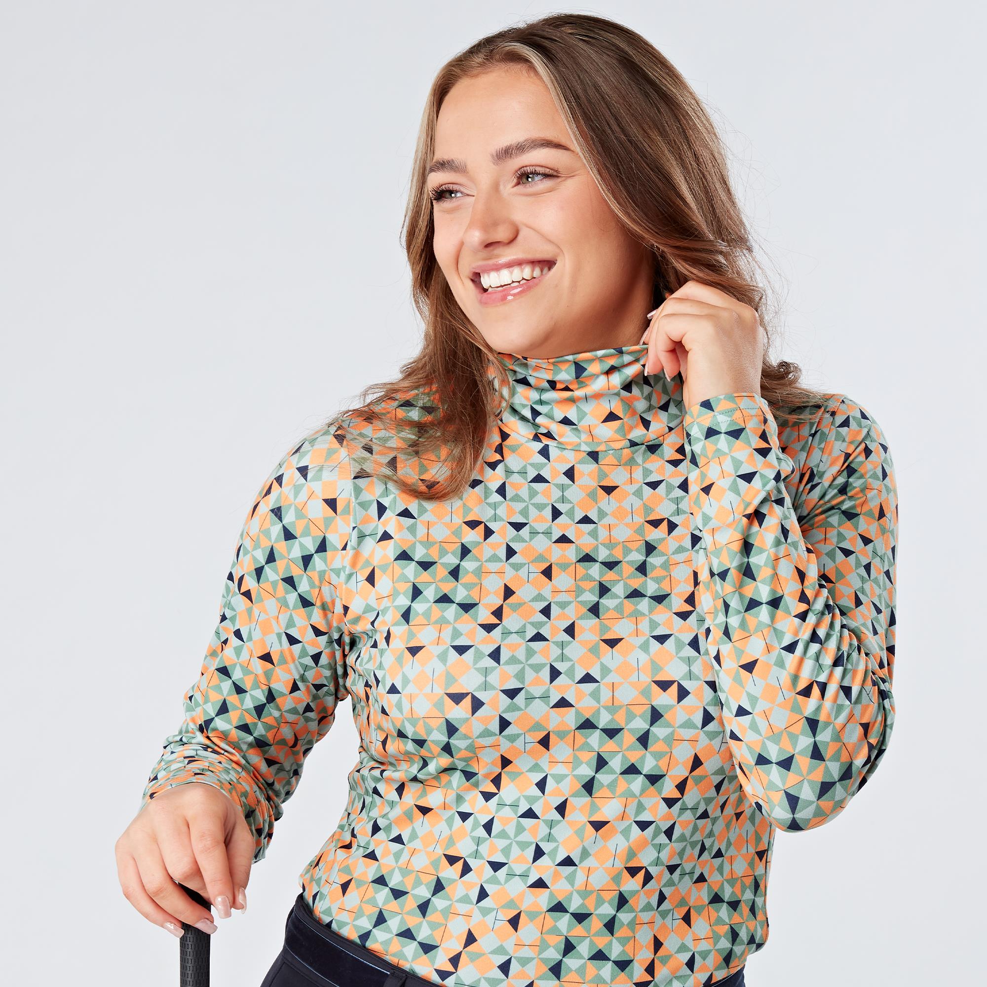 Swing Out Sister Ada Thermal Ladies Golf Roll Neck Apricot Pattern